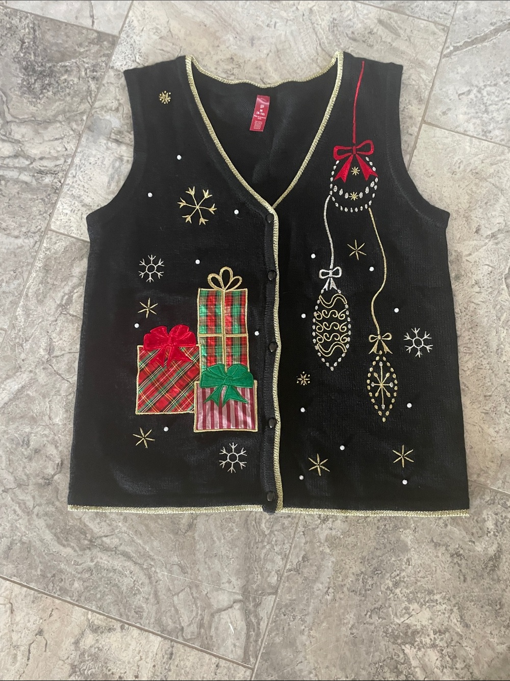 Black Holiday Gift Embellished sweater Vest